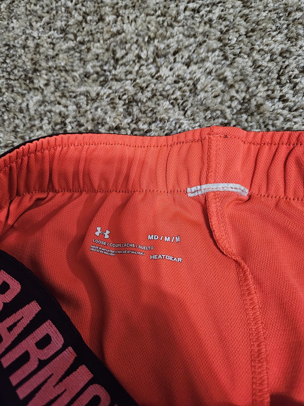 Under Armour Women's Coral and Dark Purple Athletic Shorts - Picture 2 of 3
